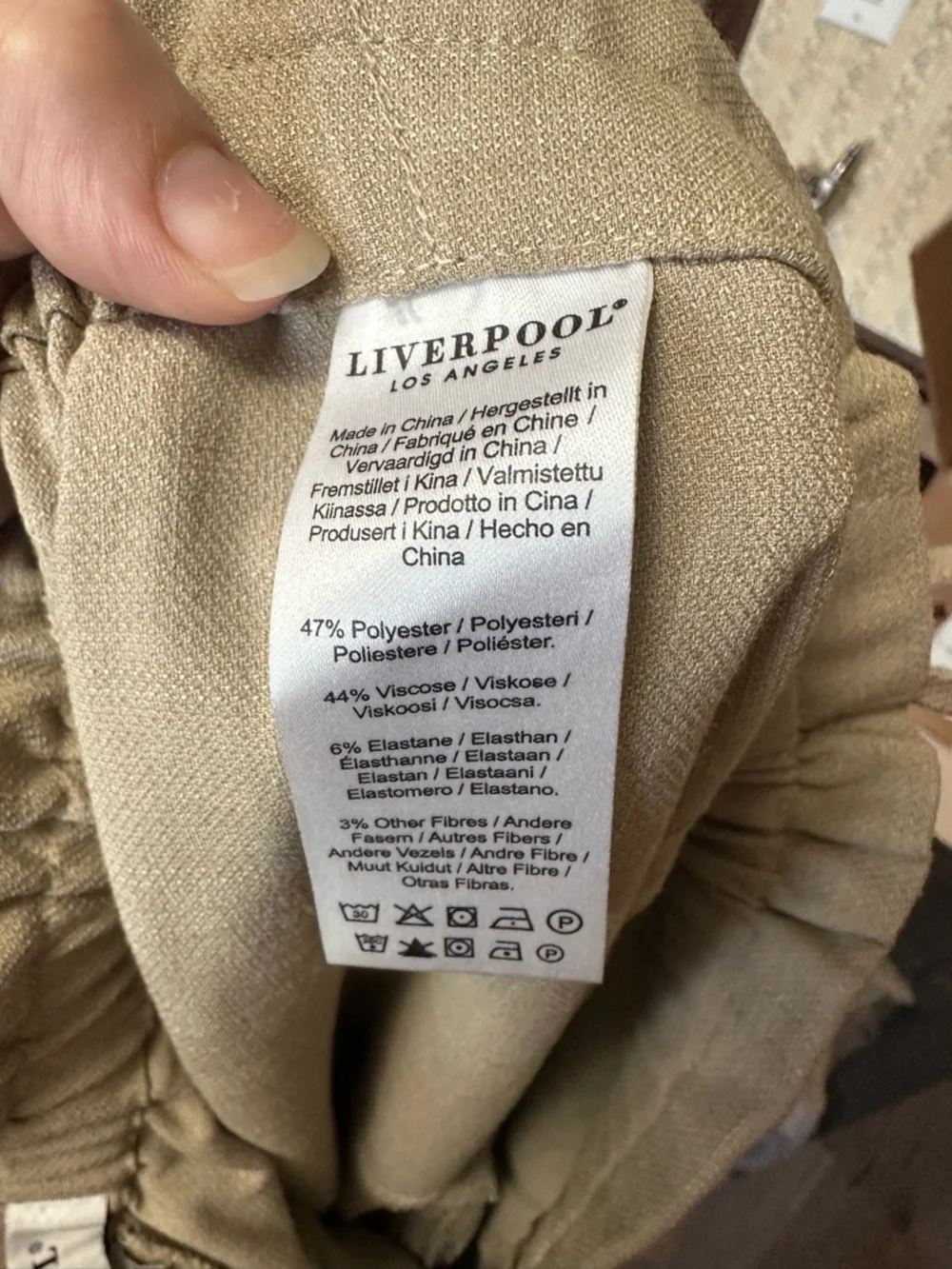 Liverpool Pull On Tie Waist Wide Leg Ankle Crop Pants Sandalwood Tan Medium - Picture 7 of 8